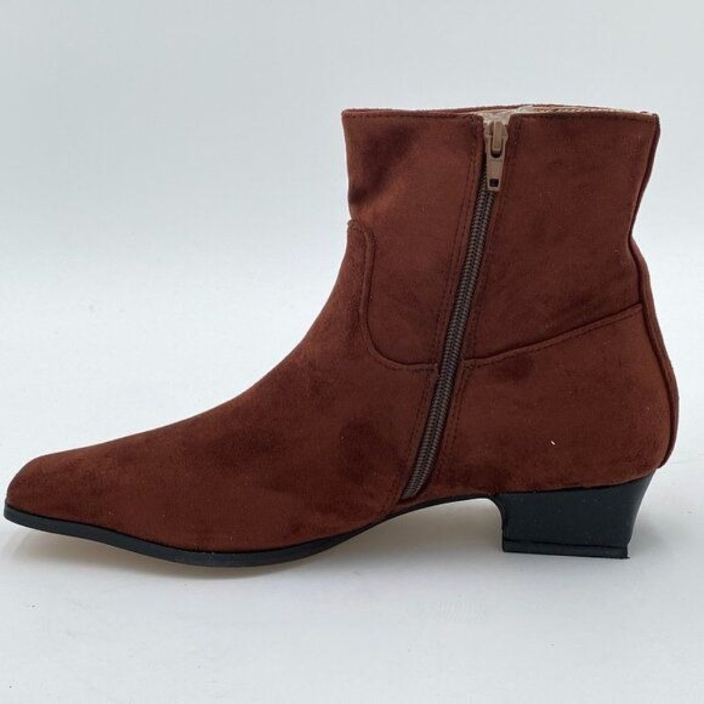 Women's Ankle Boots Square Toe Side Zipper Chunky Block Heel Low Heeled